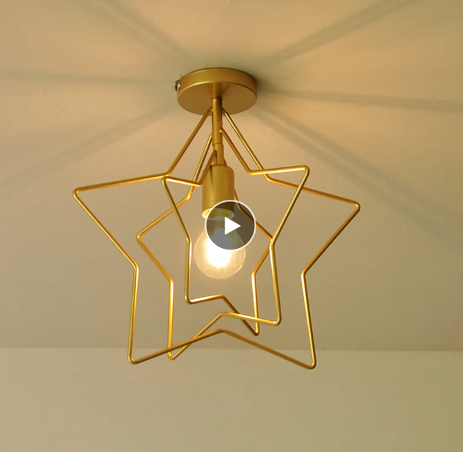 3D stjärndesign taklampa i guldmetall