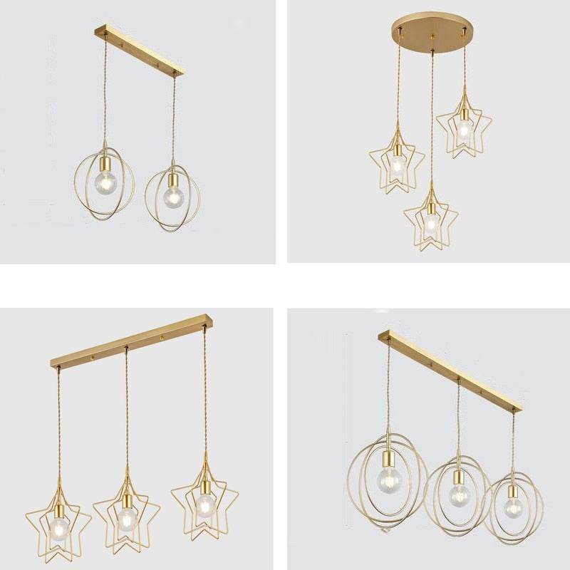 Home Led Pendant Lights Golden E27 Hanging Lamp Living Room