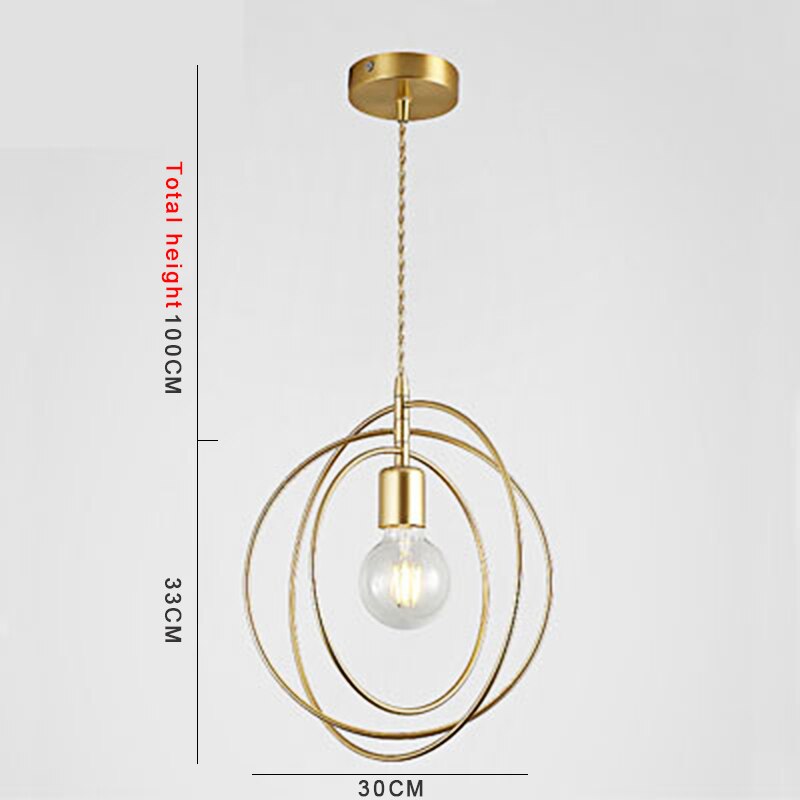 Home Led Pendant Lights Golden E27 Hanging Lamp Living Room